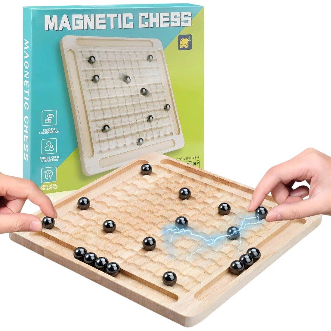 Magnetic Chess Strategy Board Game for Kids & Adults | 20 Magnetic Balls Puzzle Toy | Educational Brain Development Game | Family Fun Tabletop Game | Travel Friendly Learning Toy for Age 3+ Years