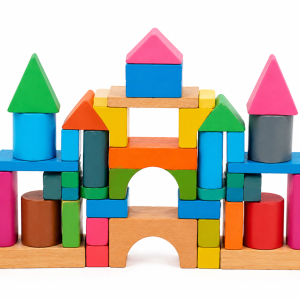 Montessori Wooden Puzzle Building Blocks Set for Kids – 50 PCS Educational Construction Toy