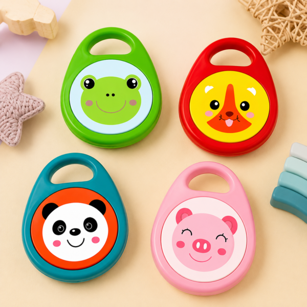 Animal Face Baby Rattle Toy for Infants & Toddlers – Handheld Sensory Sound Shaker Grip Toy (Pack Of 1-Random Color)