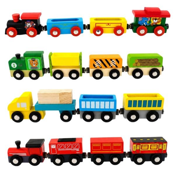 Wooden Toy Train Set | Magnetic Wooden Train with Colorful Coaches | Educational Pretend Play Vehicle Toy | Birthday Return Gift for Kids Boys & Girls 3+ Years (Random Design-Pack of 1)