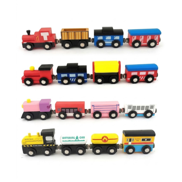 Wooden Toy Train Set | Magnetic Wooden Train with Colorful Coaches | Educational Pretend Play Vehicle Toy | Birthday Return Gift for Kids Boys & Girls 3+ Years (Random Design-Pack of 1)