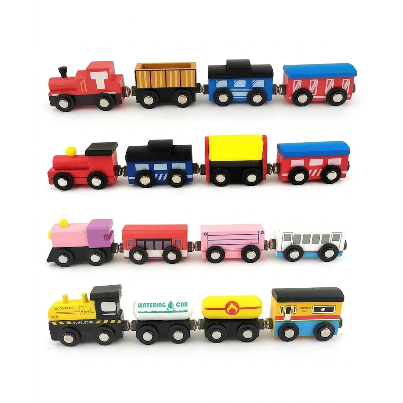 Wooden Toy Train Set | Magnetic Wooden Train with Colorful Coaches | Educational Pretend Play Vehicle Toy | Birthday Return Gift for Kids Boys & Girls 3+ Years (Random Design-Pack of 1)